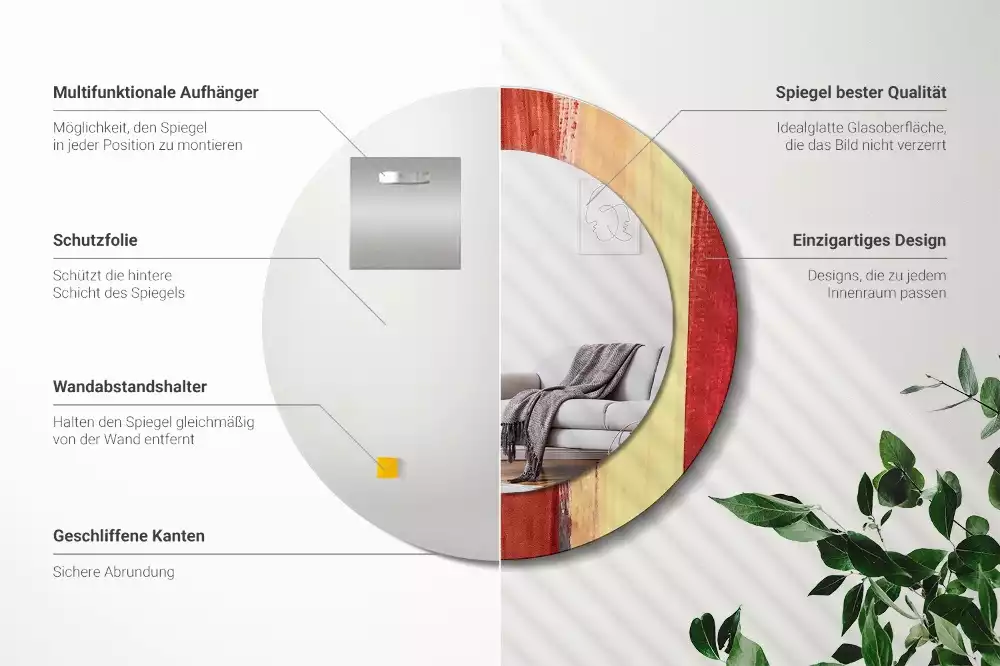 Kulaté zrcadlo s potiskem Abstraktní malba