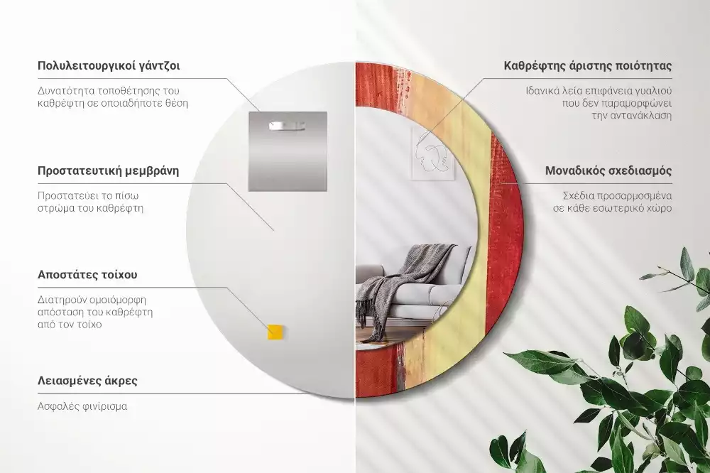 Kulaté zrcadlo s potiskem Abstraktní malba