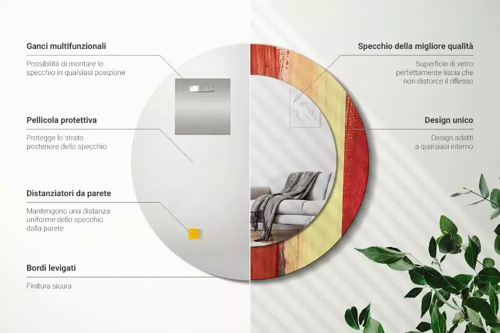 Kulaté zrcadlo s potiskem Abstraktní malba