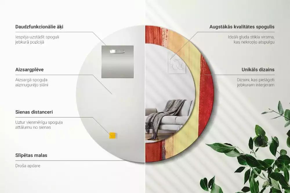 Kulaté zrcadlo s potiskem Abstraktní malba