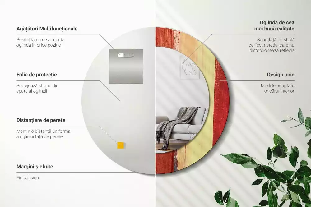 Kulaté zrcadlo s potiskem Abstraktní malba