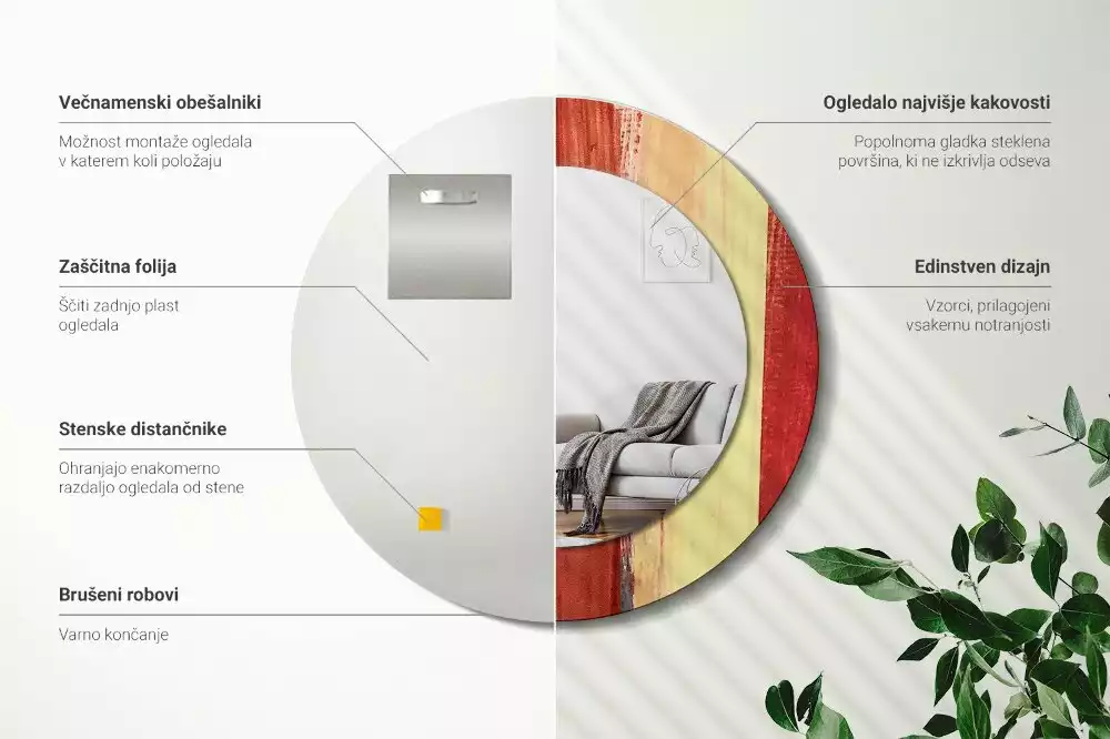 Kulaté zrcadlo s potiskem Abstraktní malba