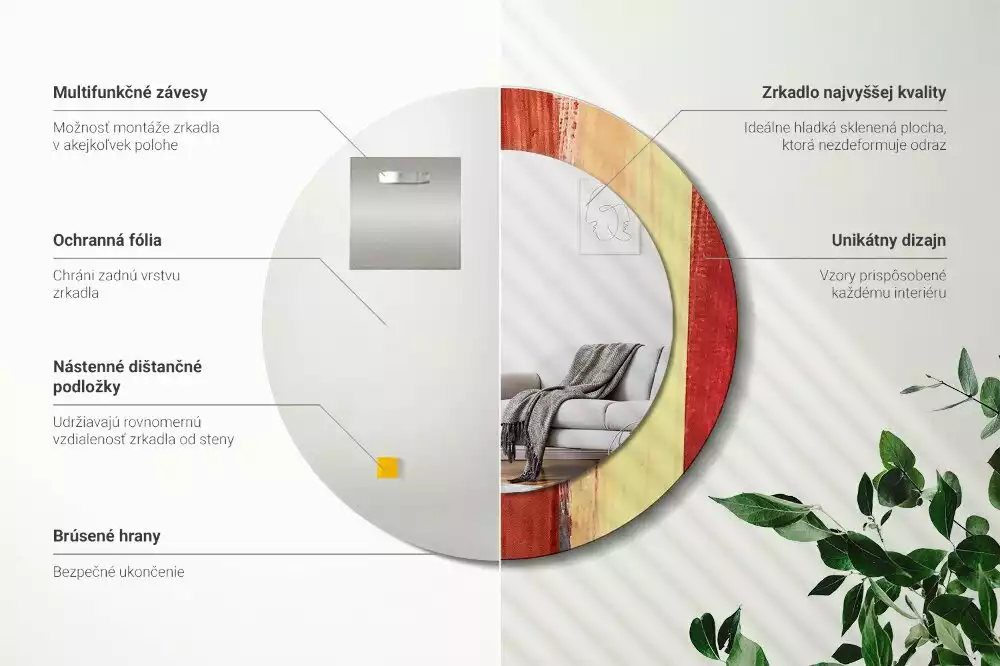 Kulaté zrcadlo s potiskem Abstraktní malba