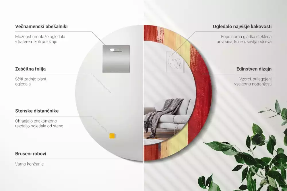 Kulaté zrcadlo s potiskem Abstraktní malba
