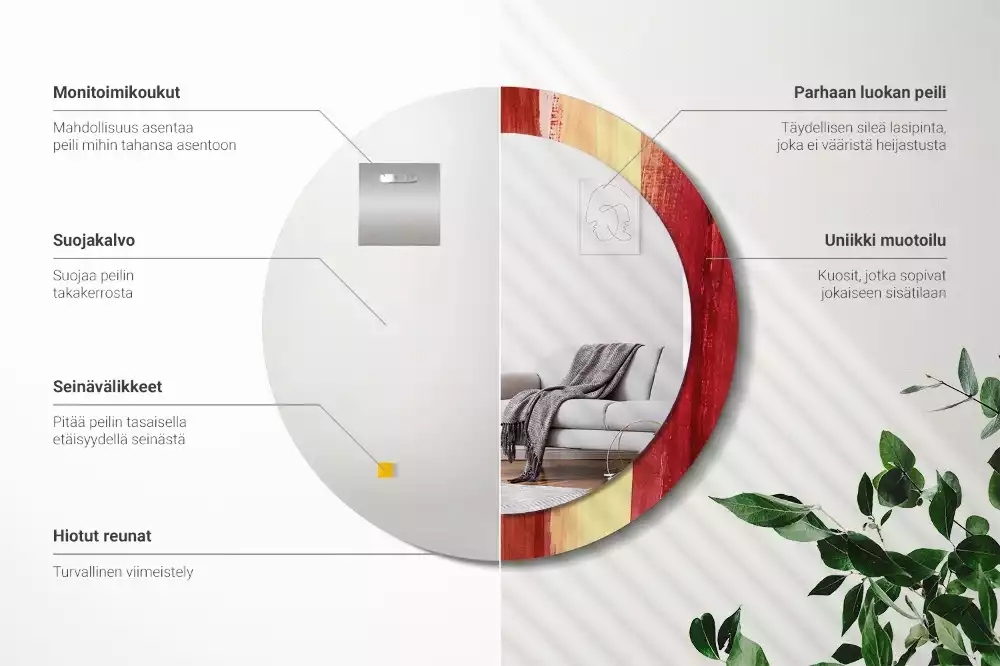 Kulaté zrcadlo s potiskem Abstraktní malba