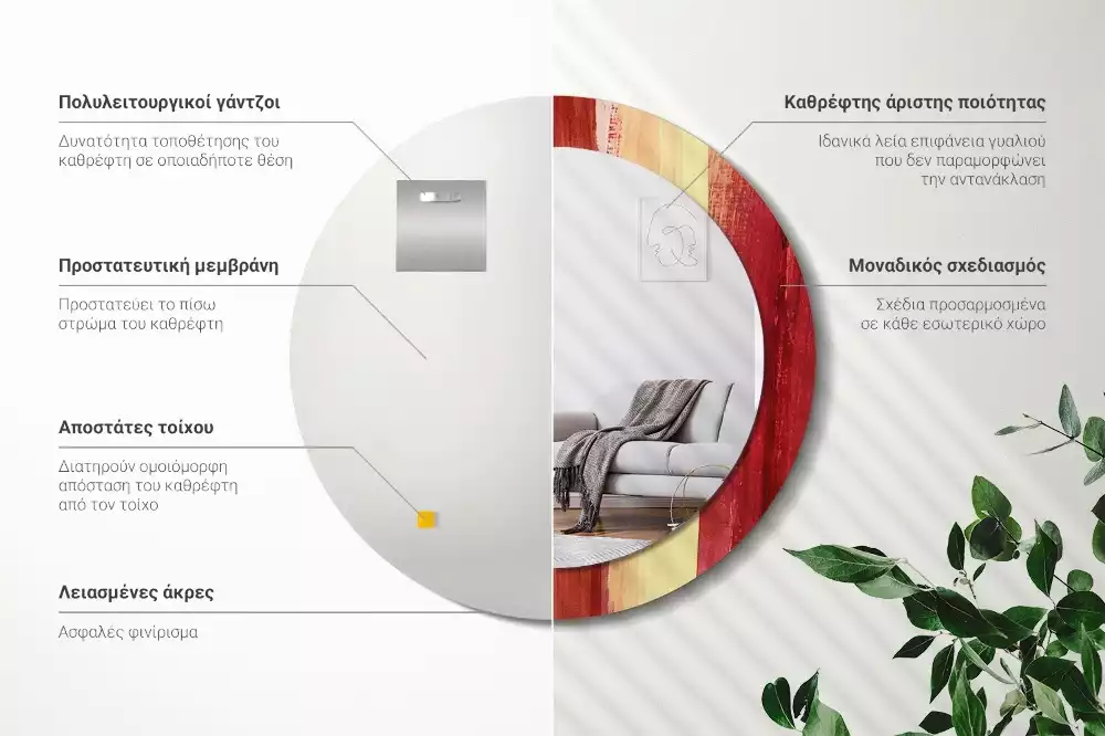 Kulaté zrcadlo s potiskem Abstraktní malba