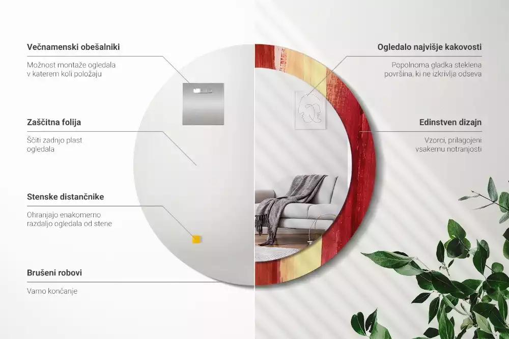 Kulaté zrcadlo s potiskem Abstraktní malba