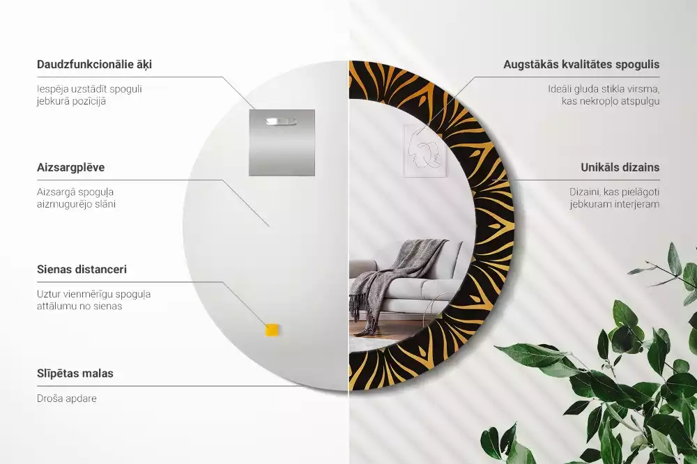 Kulaté zrcadlo s potiskem Mandala