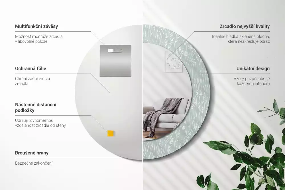 Kulaté zrcadlo s potiskem Šnek na louce