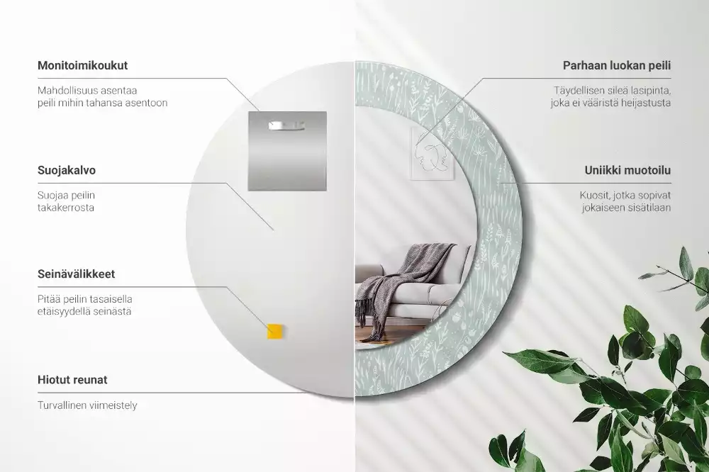 Kulaté zrcadlo s potiskem Šnek na louce