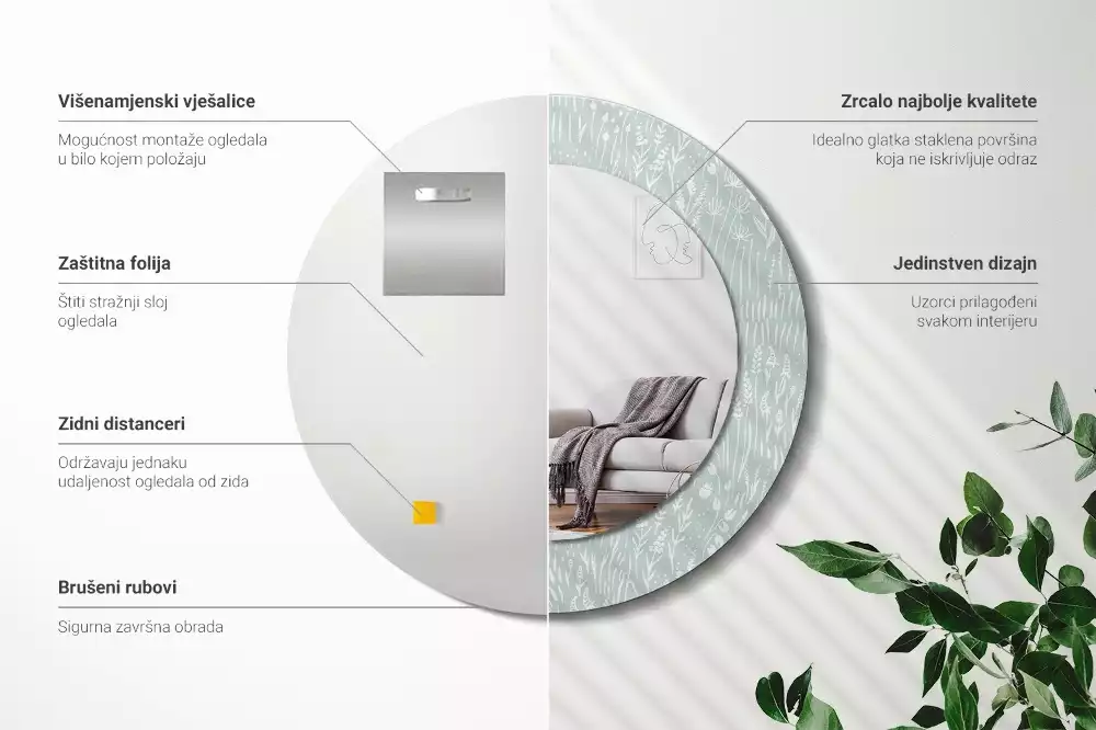 Kulaté zrcadlo s potiskem Šnek na louce