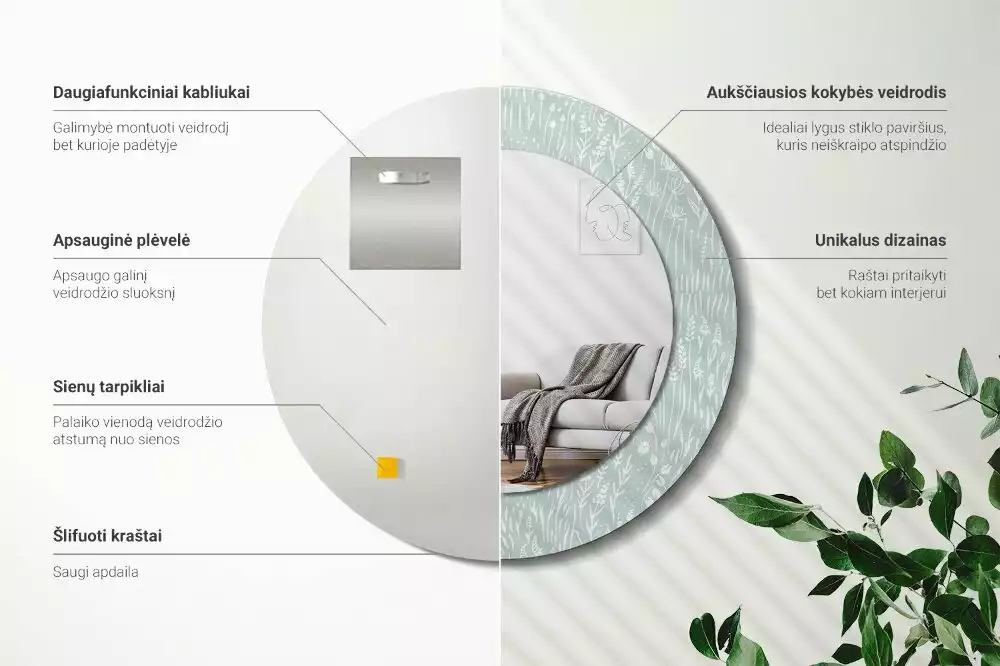 Kulaté zrcadlo s potiskem Šnek na louce