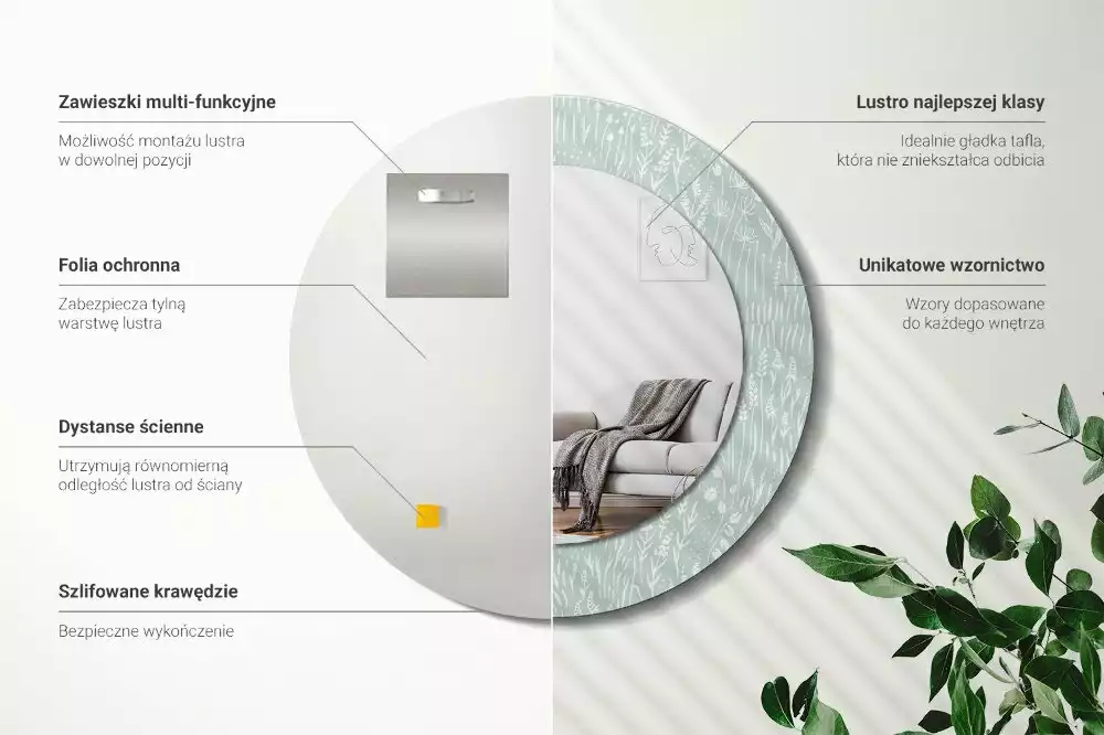 Kulaté zrcadlo s potiskem Šnek na louce