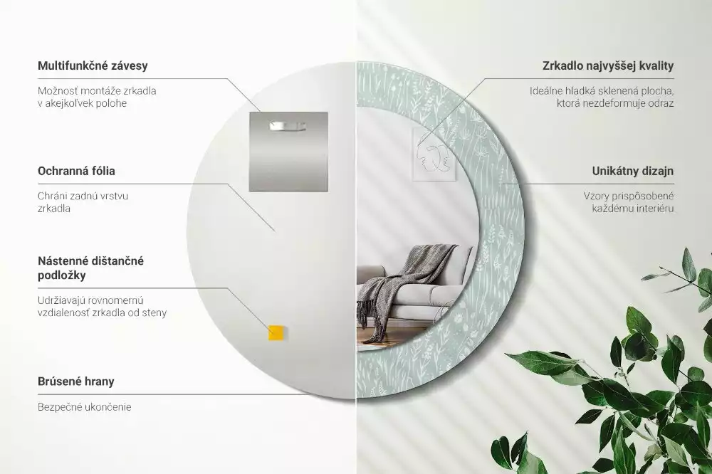 Kulaté zrcadlo s potiskem Šnek na louce