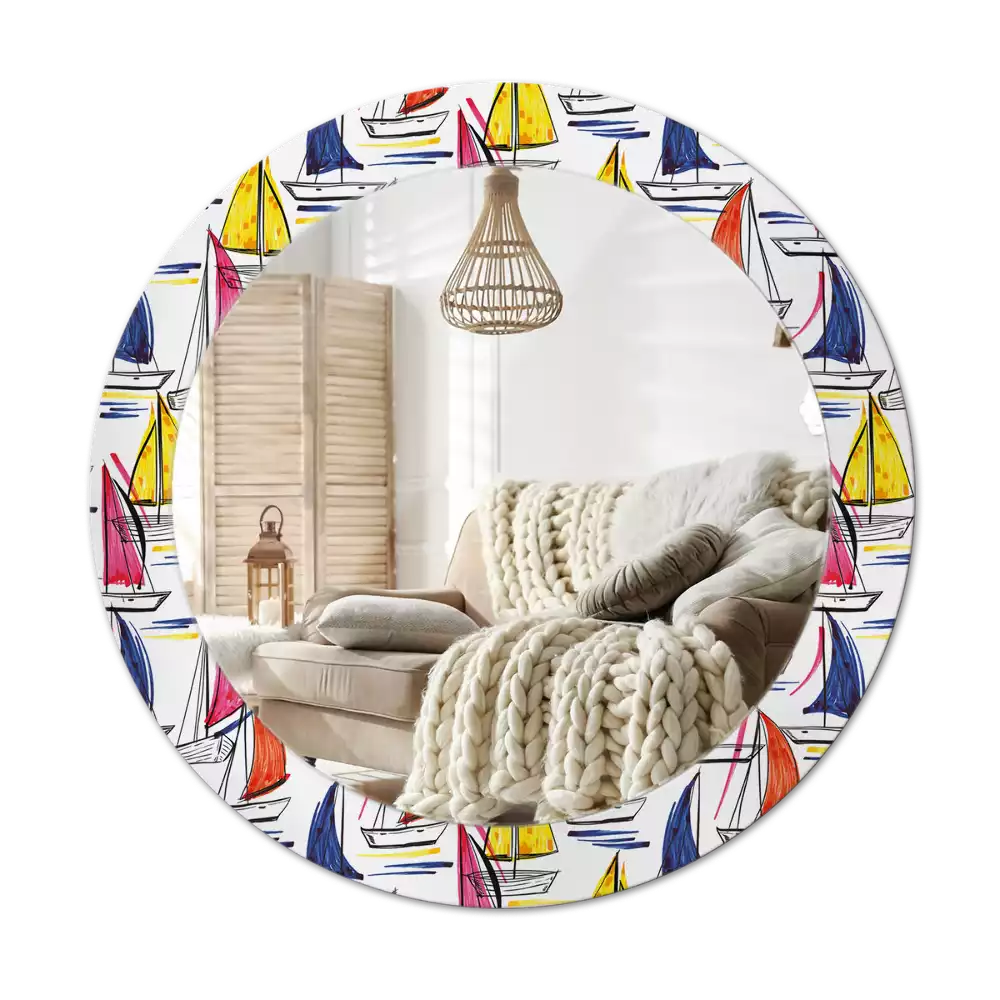 Kulaté zrcadlo s potiskem Barevné lodě