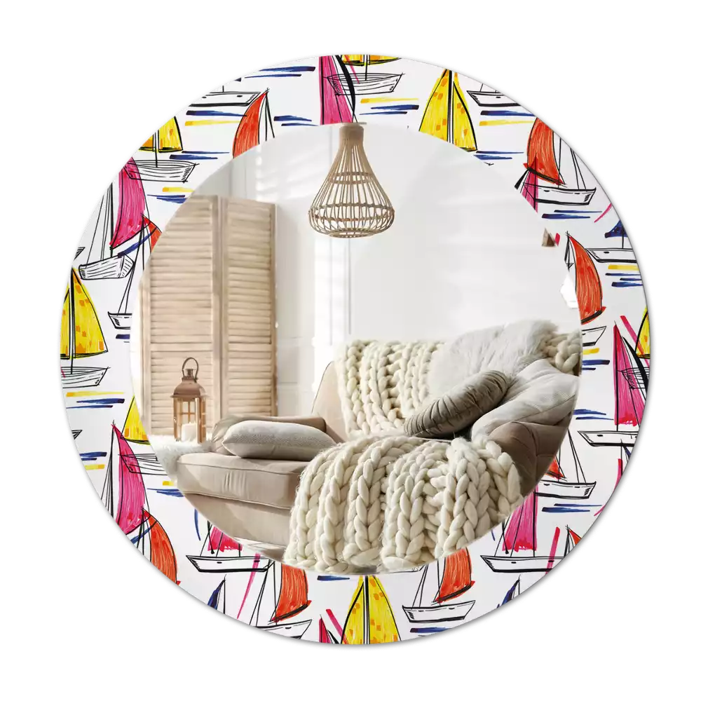 Kulaté zrcadlo s potiskem Barevné lodě