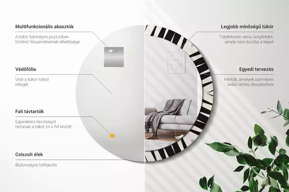Kulaté zrcadlo s potiskem Abstraktní geometrie