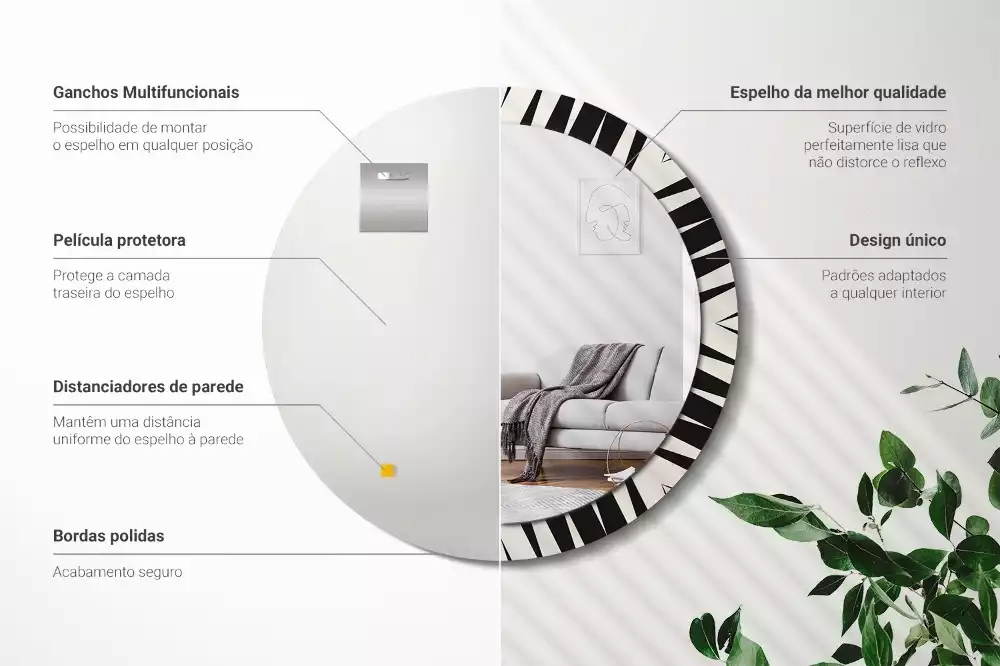 Kulaté zrcadlo s potiskem Abstraktní geometrie