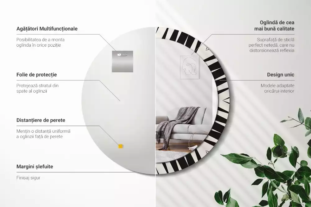 Kulaté zrcadlo s potiskem Abstraktní geometrie