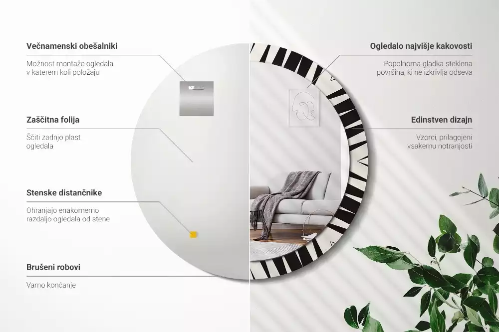 Kulaté zrcadlo s potiskem Abstraktní geometrie