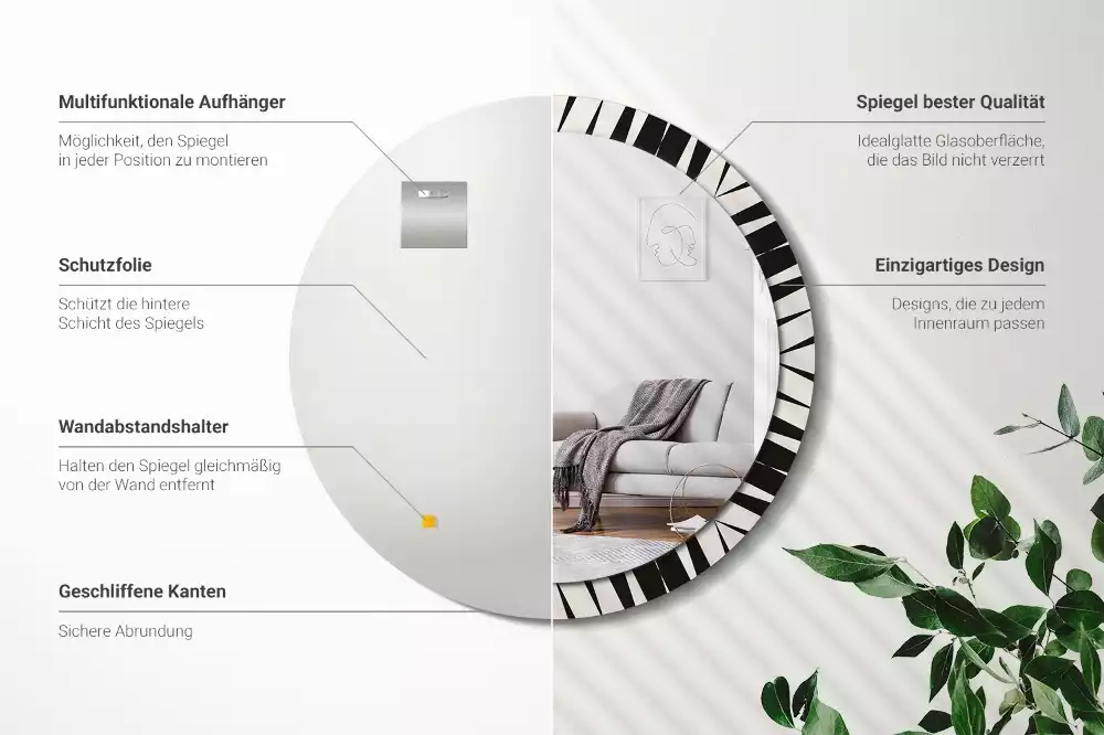 Kulaté zrcadlo s potiskem Abstraktní geometrie