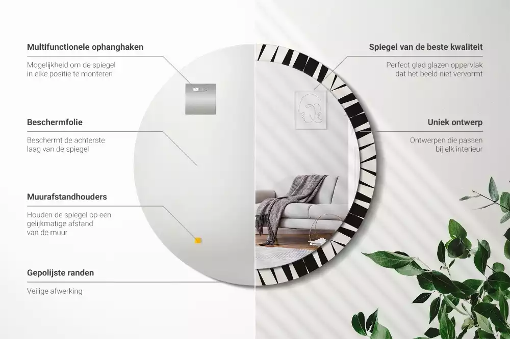 Kulaté zrcadlo s potiskem Abstraktní geometrie