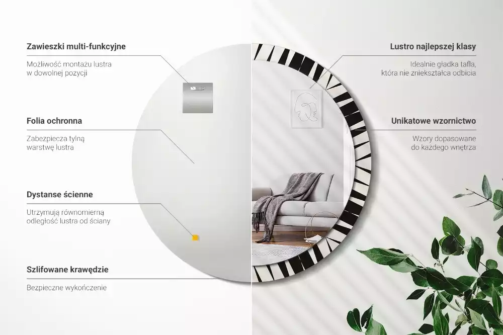 Kulaté zrcadlo s potiskem Abstraktní geometrie