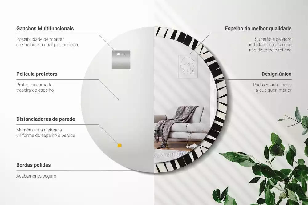 Kulaté zrcadlo s potiskem Abstraktní geometrie