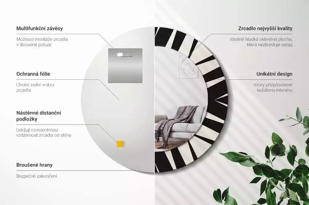 Kulaté zrcadlo s potiskem Abstraktní geometrie