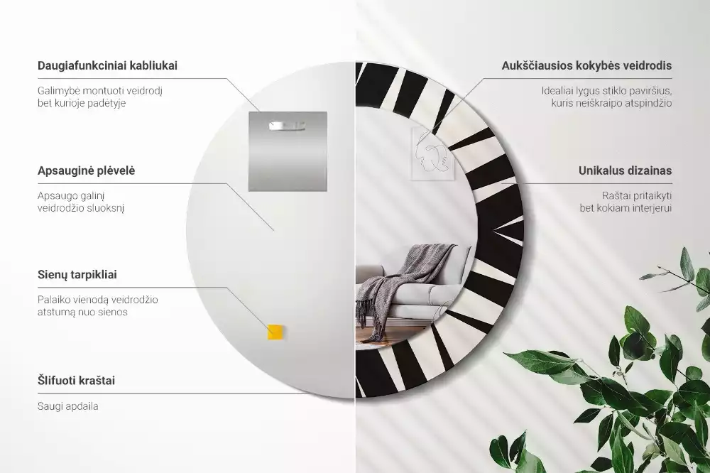 Kulaté zrcadlo s potiskem Abstraktní geometrie