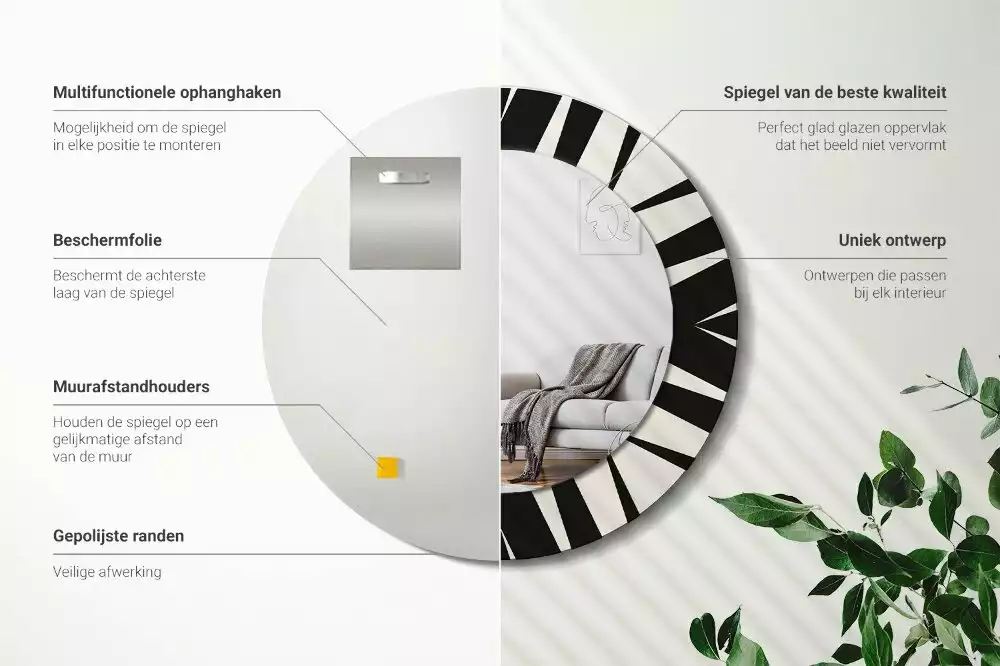 Kulaté zrcadlo s potiskem Abstraktní geometrie