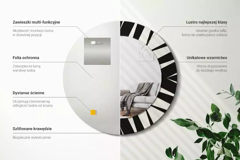 Kulaté zrcadlo s potiskem Abstraktní geometrie