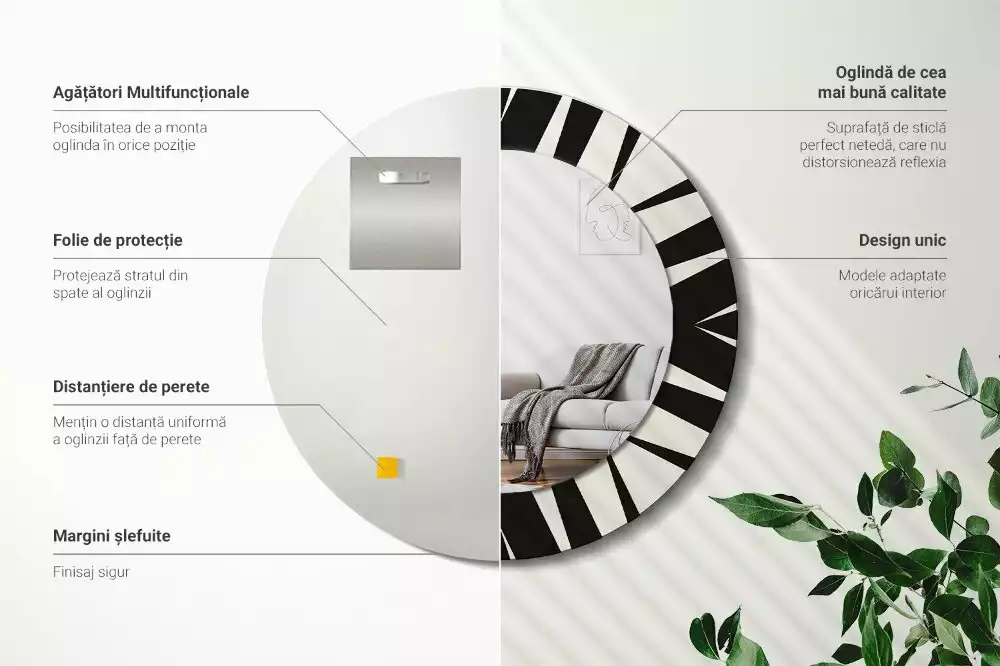 Kulaté zrcadlo s potiskem Abstraktní geometrie