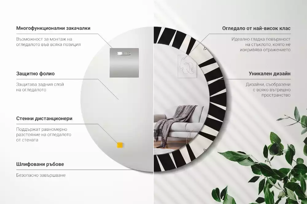 Kulaté zrcadlo s potiskem Abstraktní geometrie