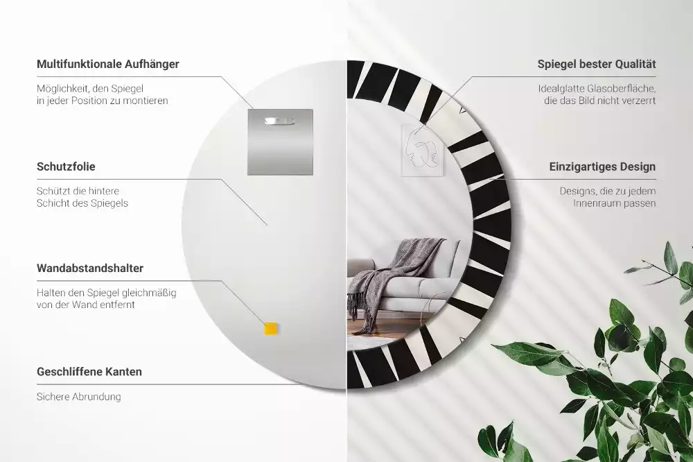 Kulaté zrcadlo s potiskem Abstraktní geometrie