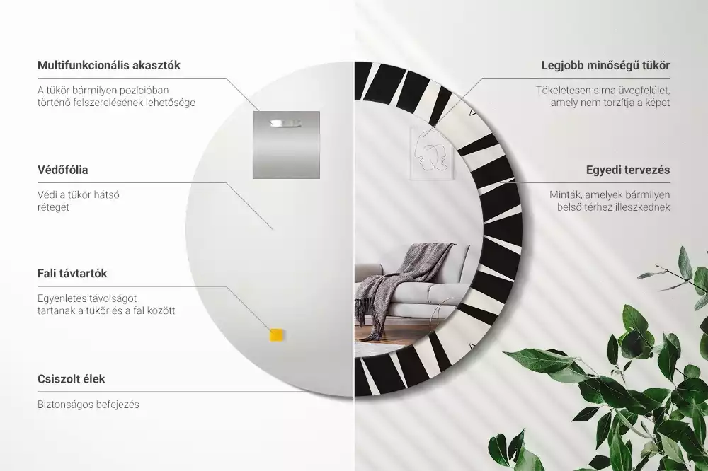 Kulaté zrcadlo s potiskem Abstraktní geometrie