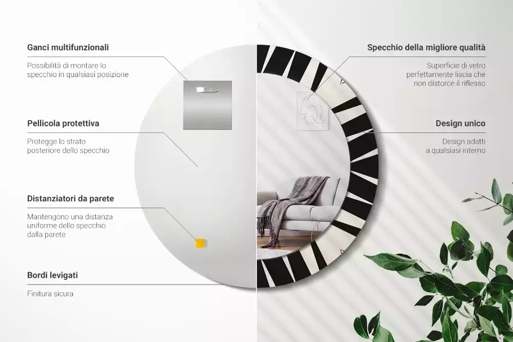 Kulaté zrcadlo s potiskem Abstraktní geometrie