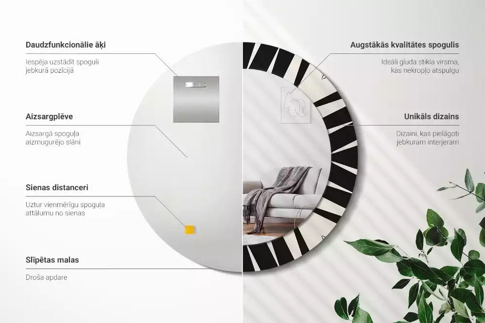 Kulaté zrcadlo s potiskem Abstraktní geometrie