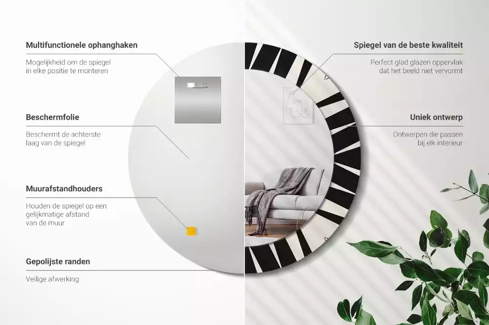 Kulaté zrcadlo s potiskem Abstraktní geometrie