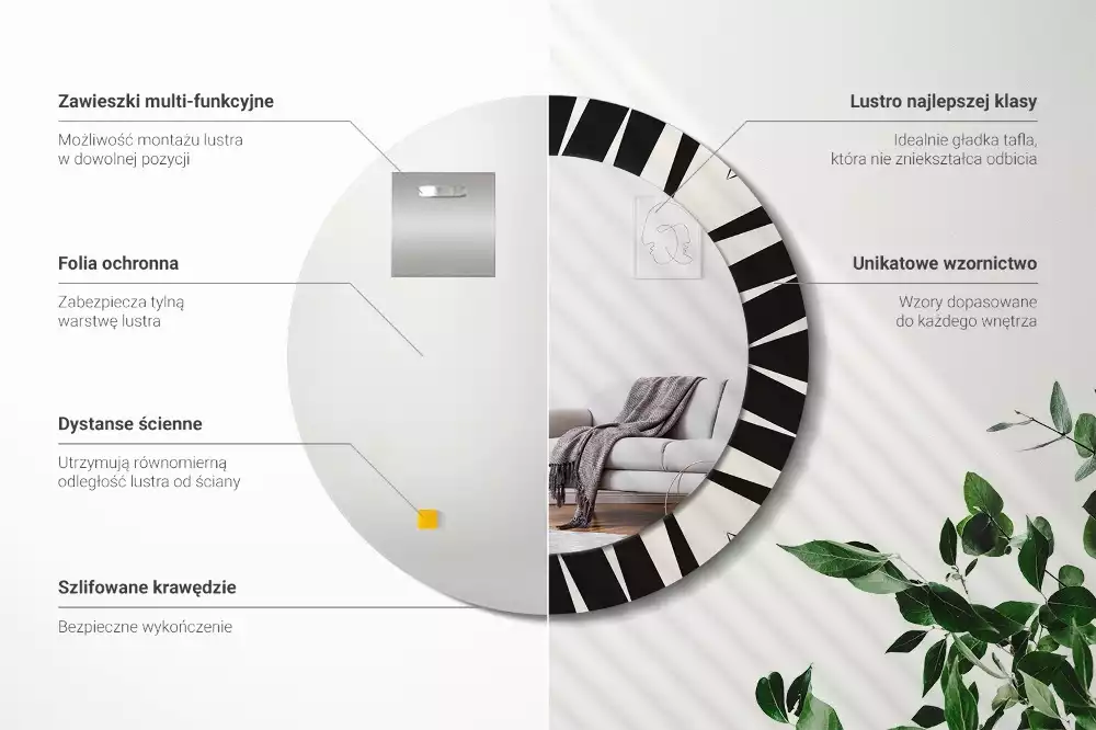 Kulaté zrcadlo s potiskem Abstraktní geometrie