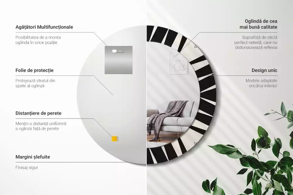 Kulaté zrcadlo s potiskem Abstraktní geometrie