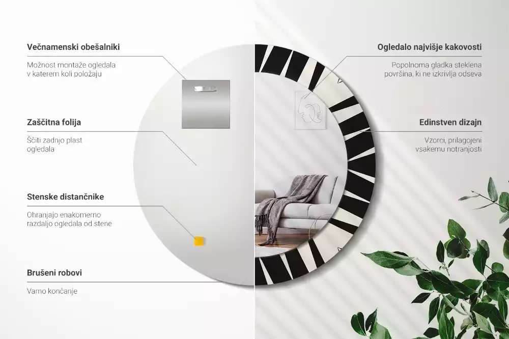 Kulaté zrcadlo s potiskem Abstraktní geometrie