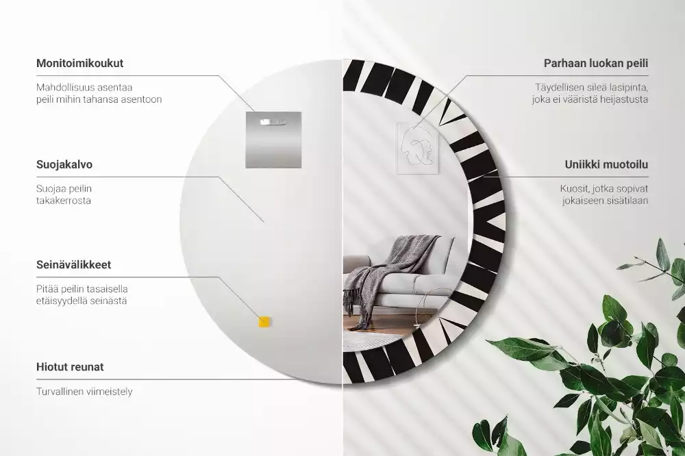 Kulaté zrcadlo s potiskem Abstraktní geometrie