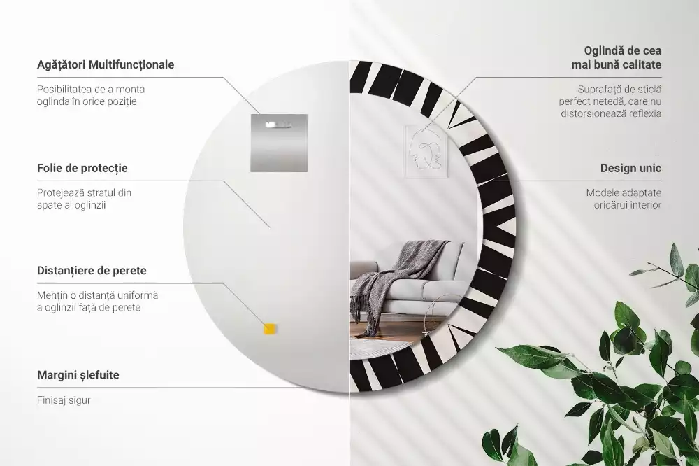 Kulaté zrcadlo s potiskem Abstraktní geometrie
