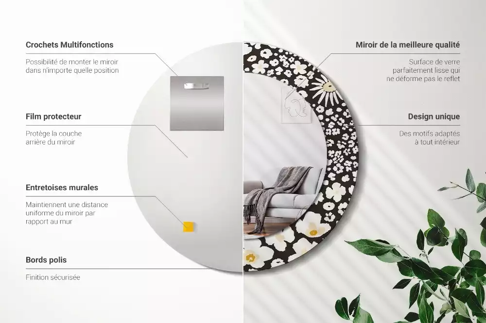 Kulaté zrcadlo s potiskem Sedmikrásky