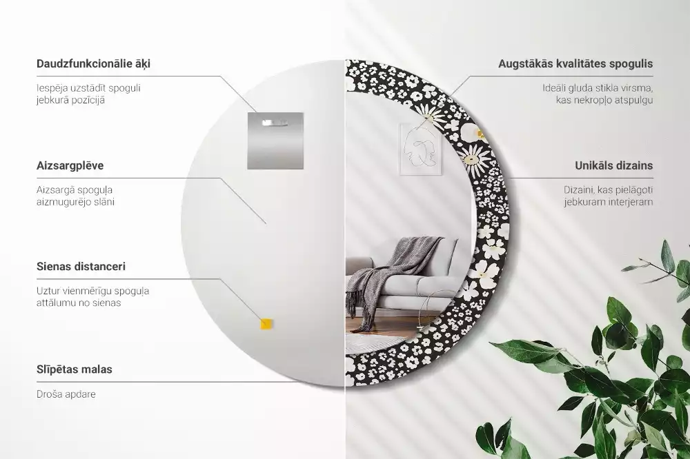 Kulaté zrcadlo s potiskem Sedmikrásky