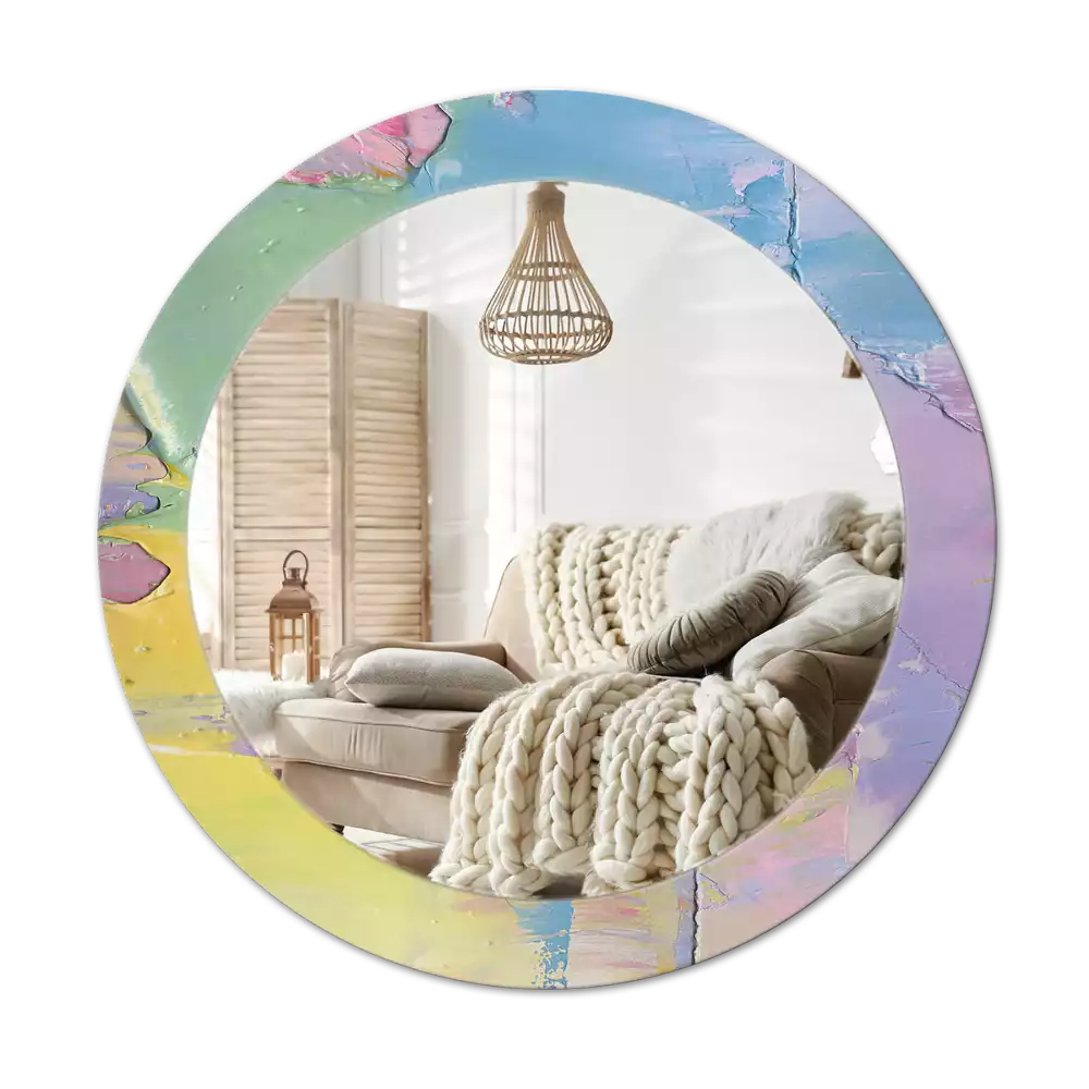 Kulaté zrcadlo s potiskem Olejová barva textury