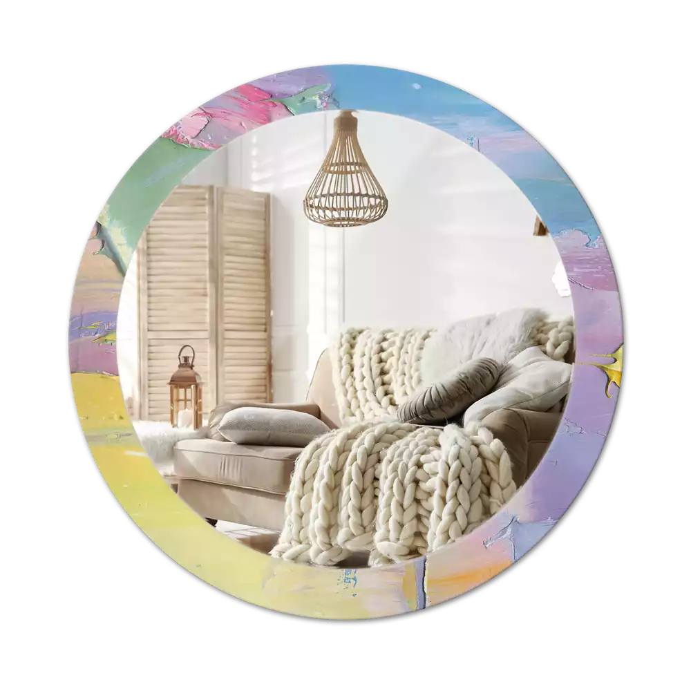 Kulaté zrcadlo s potiskem Olejová barva textury