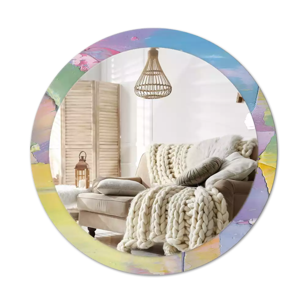 Kulaté zrcadlo s potiskem Olejová barva textury