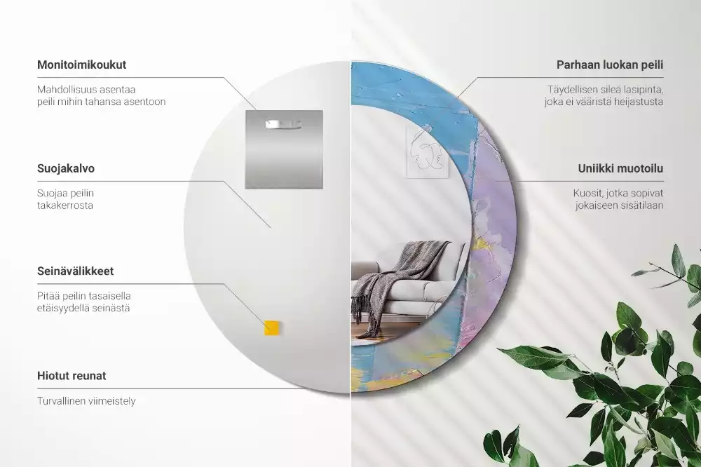 Kulaté zrcadlo s potiskem Olejová barva textury